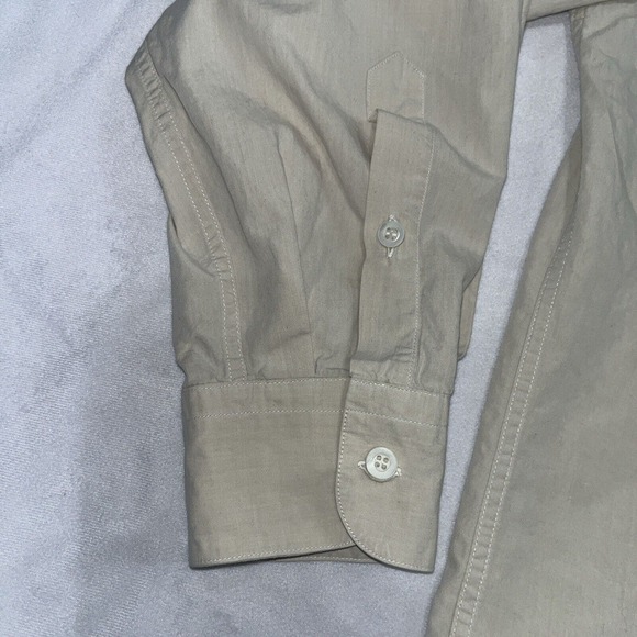 men's ermenegildo zegna Tan Button Front Long Sleeve Shirt Small 46 16.5 - Picture 7 of 12